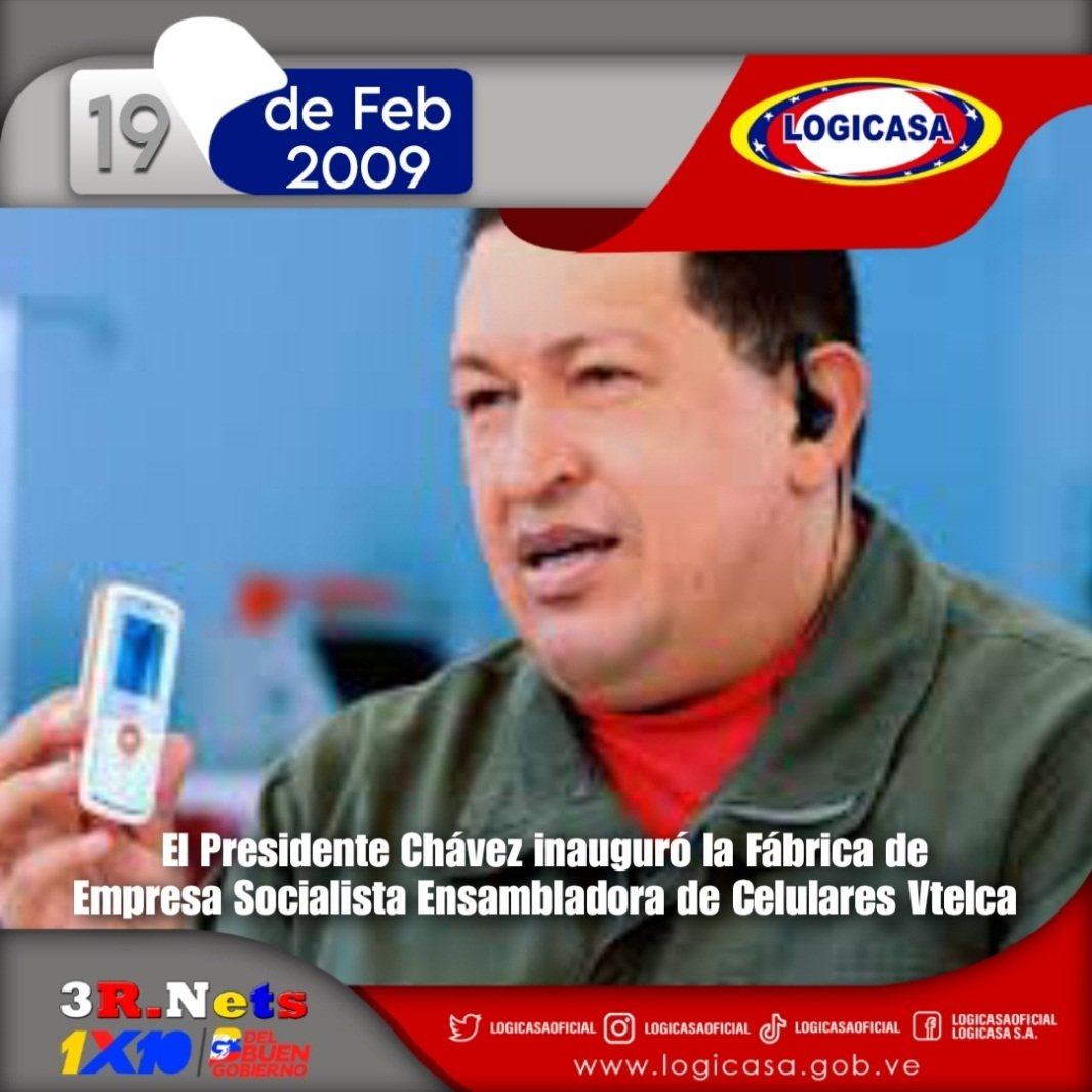 LogicasaOficial's tweet photo. #19Feb #Efeméride || Fue en el año 2009 cuando el Cmdte. Chávez generó un importante avance tecnológico en Venezuela, inaugurando la fábrica de Empresa Socialista Ensambladora de Celulares #VTELCA, como una alianza estratégica con la empresa china ZTE.
_
#ADisfrutarElCarnaval🎭 https://t.co/2ctUCUCG34