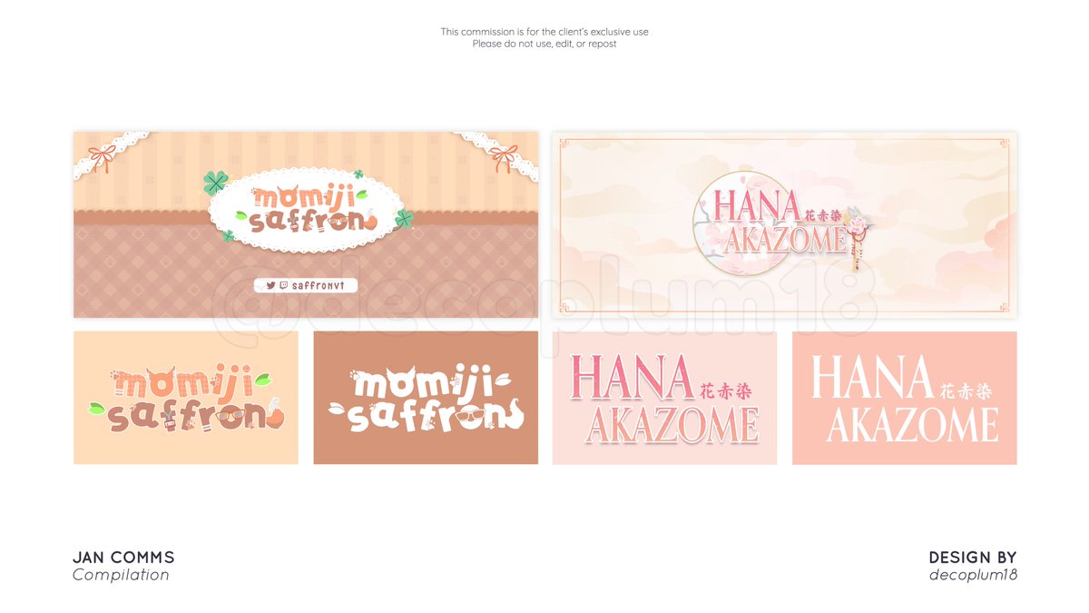decoplum18's tweet photo. ✨ Jan Logo Comms P2✨
Gorgeous banners and alt vers of the logos! Thank you for working with me, I really loved working on every single one of the designs (๑>ᴗ<๑)

More details on my comms:
🎨https://t.co/4YzFura3by

#vtuber #VtuberAssets #Vtuberlogo #ENVtuber #decoplumComms https://t.co/OuBE23390d