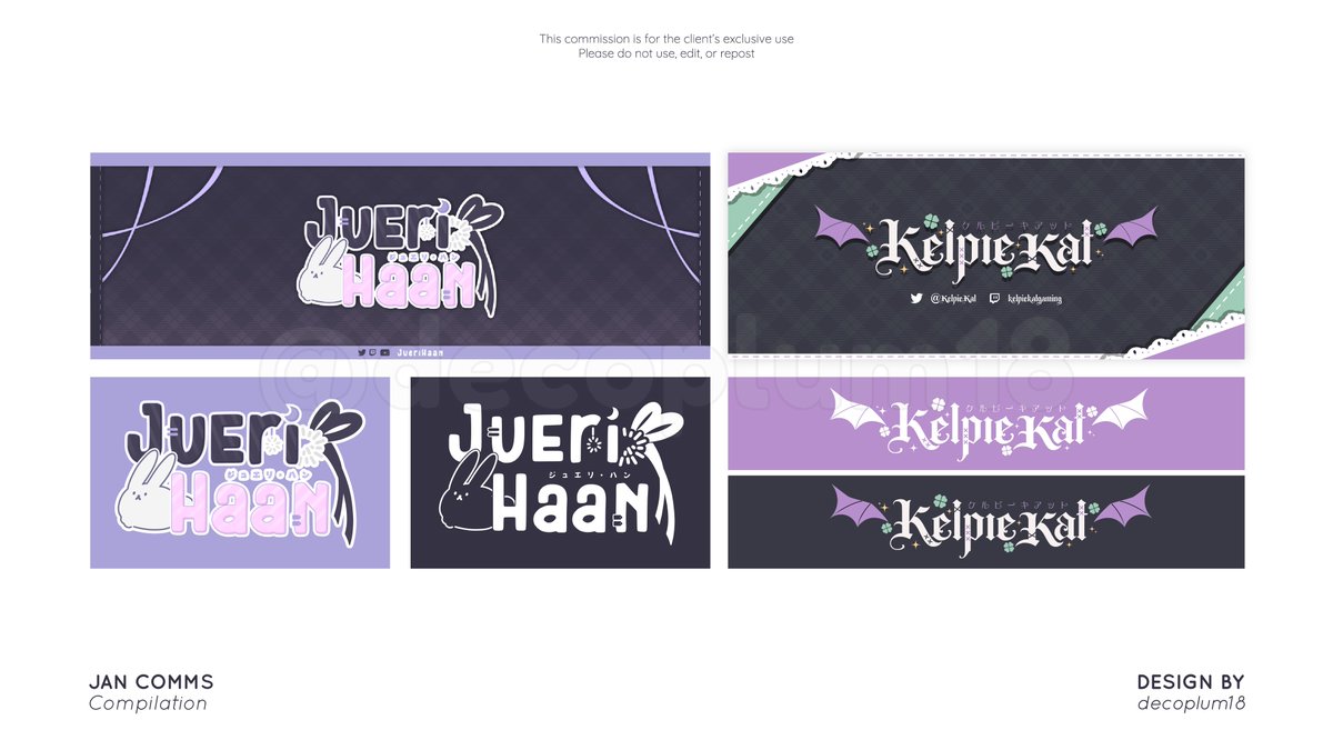 decoplum18's tweet photo. ✨ Jan Logo Comms P2✨
Gorgeous banners and alt vers of the logos! Thank you for working with me, I really loved working on every single one of the designs (๑>ᴗ<๑)

More details on my comms:
🎨https://t.co/4YzFura3by

#vtuber #VtuberAssets #Vtuberlogo #ENVtuber #decoplumComms https://t.co/OuBE23390d