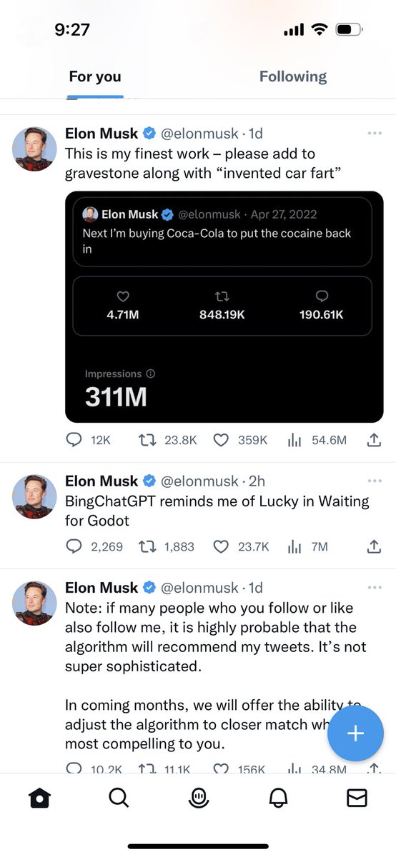 gplhegde's tweet photo. This is what happens when you fire engineers for declining popularity of your tweets😂 my feed is like musk + rest ! https://t.co/4VJ89gqcC9