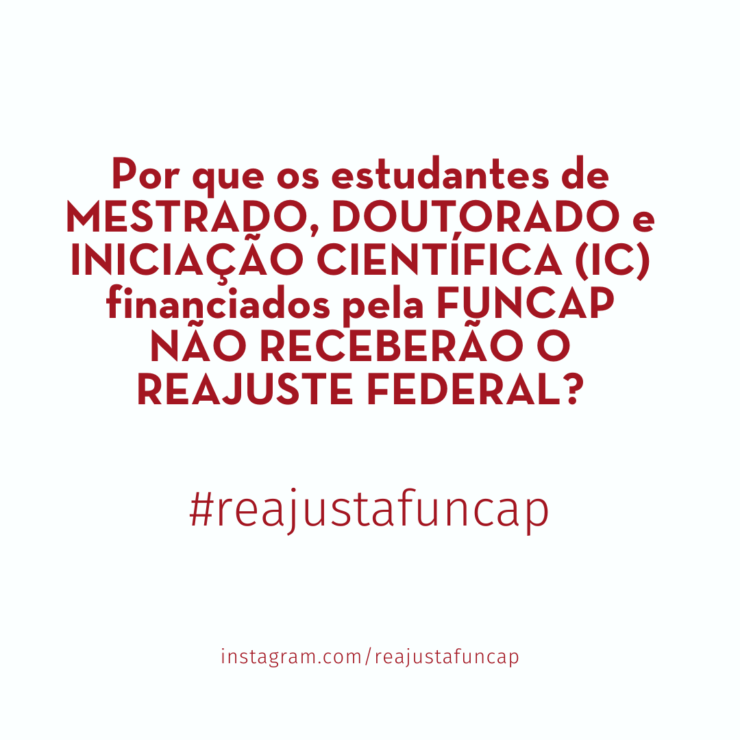 ReajustaFuncap's tweet photo. Por que os estudantes de MESTRADO, DOUTORADO e INICIAÇÃO CIENTÍFICA (IC) financiados pela FUNCAP NÃO RECEBERÃO O REAJUSTE FEDERAL? #reajustafuncap #reajusteestadualjá

Segue o fio: https://t.co/DZxHIuMC2b