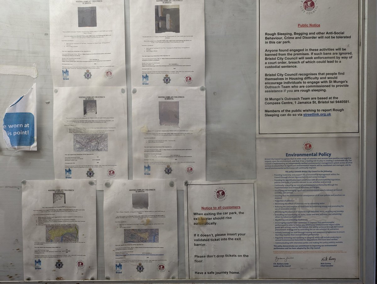 TheY_Chi's tweet photo. @BristolCouncil is it really necessary and appropriate to shame 6 vulnerable adults in the entrance of your public car park like this? Do you do this with white collar crime too, is it only ones who are limited in their ability to self advocate? Insensitive and discriminatory. https://t.co/bg7UgntaWu