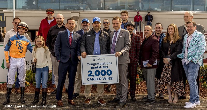 test Twitter Media - Congrats @bradcoxracing and his outstanding team on 2000 wins! Still remember meeting Brad in 2014 when he had 20 horses, now he’s soaring 🚀 Fun that a colts group horse we all think highly of in Bishops Bay gave him this win! Looking forward to the next 2000! https://t.co/GkKtR3v8FT