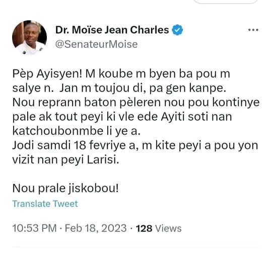 bonzanmiinfo's tweet photo. @SenateurMoise anonse Ayè Samdi 18Fevriye 2023 li fè yon rive nan peyi @mfa_russia https://t.co/eq4suWacFX