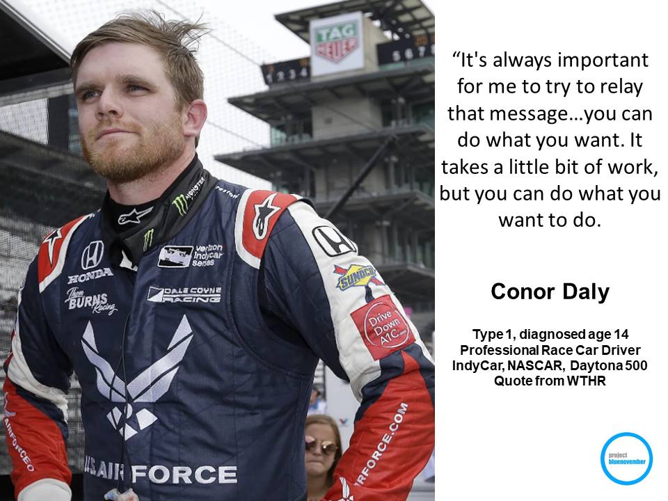 PBlueNovember's tweet photo. Conor Daly, diagnosed with Type 1 Diabetes at age 14, will be racing in the Daytona 500 today!
@ConorDaly22 https://t.co/JZmzDKhJsz