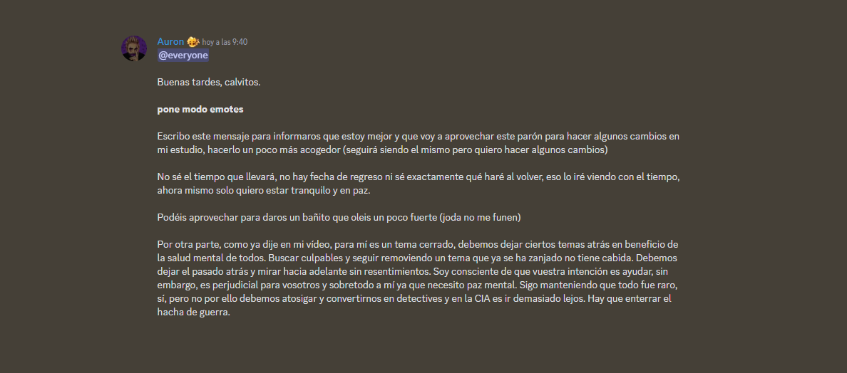 AuronersDS's tweet photo. Mensaje de Auron via Discord 🤍 https://t.co/5hHdCyP2XV
