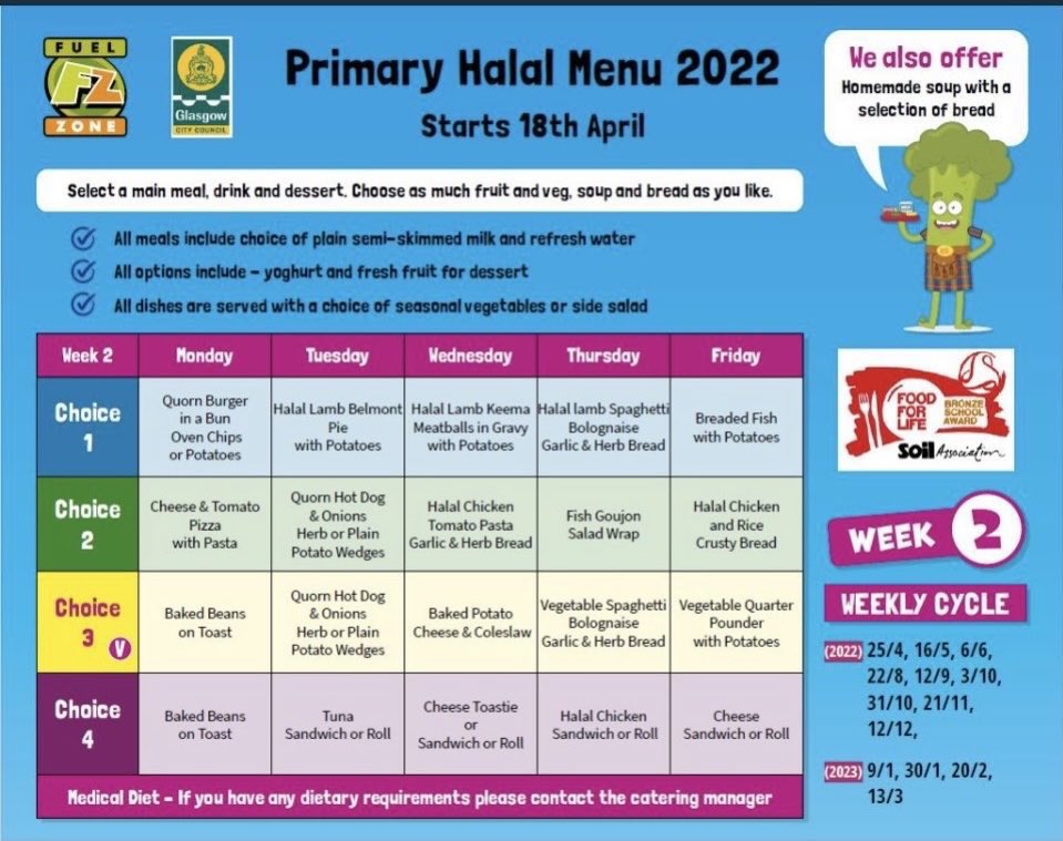 Here are the menus that will be available @FuelZoneGlasgow next week. Please remember to pre-order your child’s lunch via @ParentPay. #SchoolLunches #ParentsAsPartners