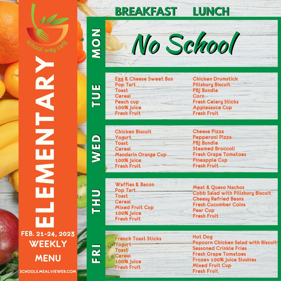 SWC_Volusia's tweet photo. Don't forget to check out this week's school menu, but please take note that there will be no school on Monday in observance of President's Day. Enjoy your long weekend, and we'll see you back @volusiaschools on Tuesday! 🍴👨🍳👩🍳📚 #schoolmenu #longweekend #noschoolonmonday @vccpta https://t.co/HIblinSdiw