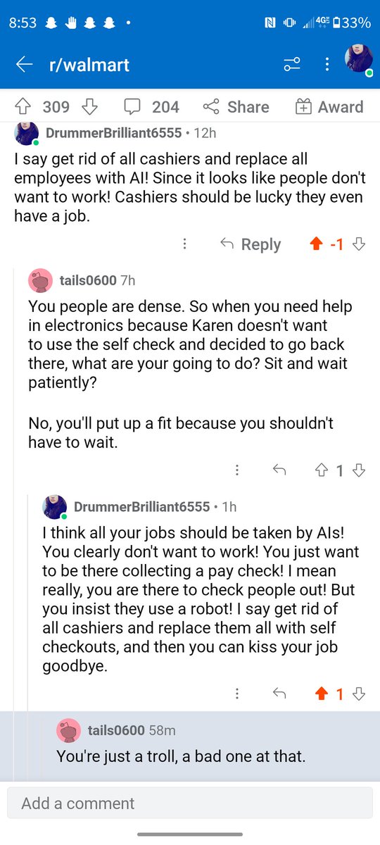candice_lucian's tweet image. These are the kind of people Walmart hires! And why I agree they should all be replaced by AI. #Walmart #LazyWorkers