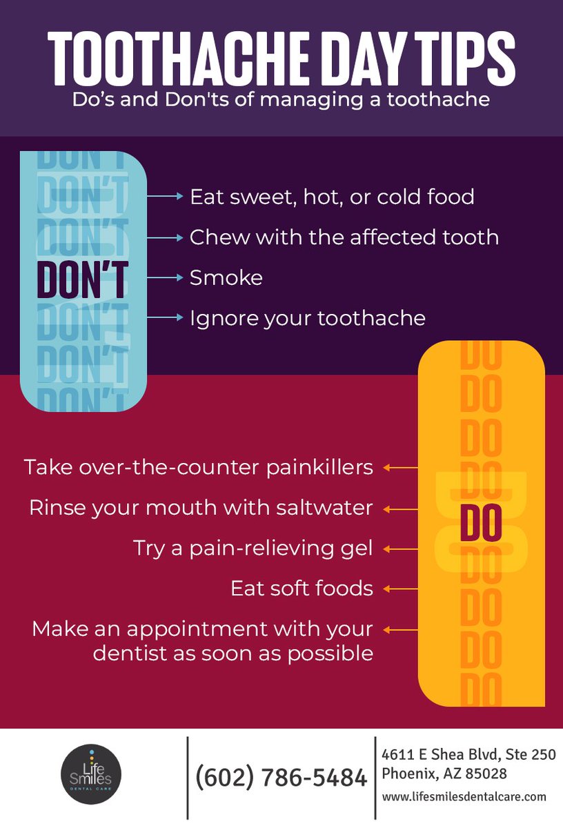 If your toothache lasts for more than two days, persists even with painkillers, or is accompanied by swelling, fever, red gums, pain when biting, or a bad taste in your mouth, visit your dentist as soon as possible. #phoenix #arizona #lifesmilesdentalcare