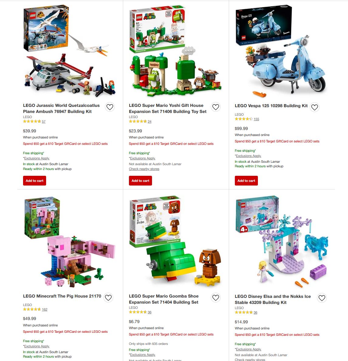 Spend 50 get a 10 Target Gift Card on select LEGO sets via Target
