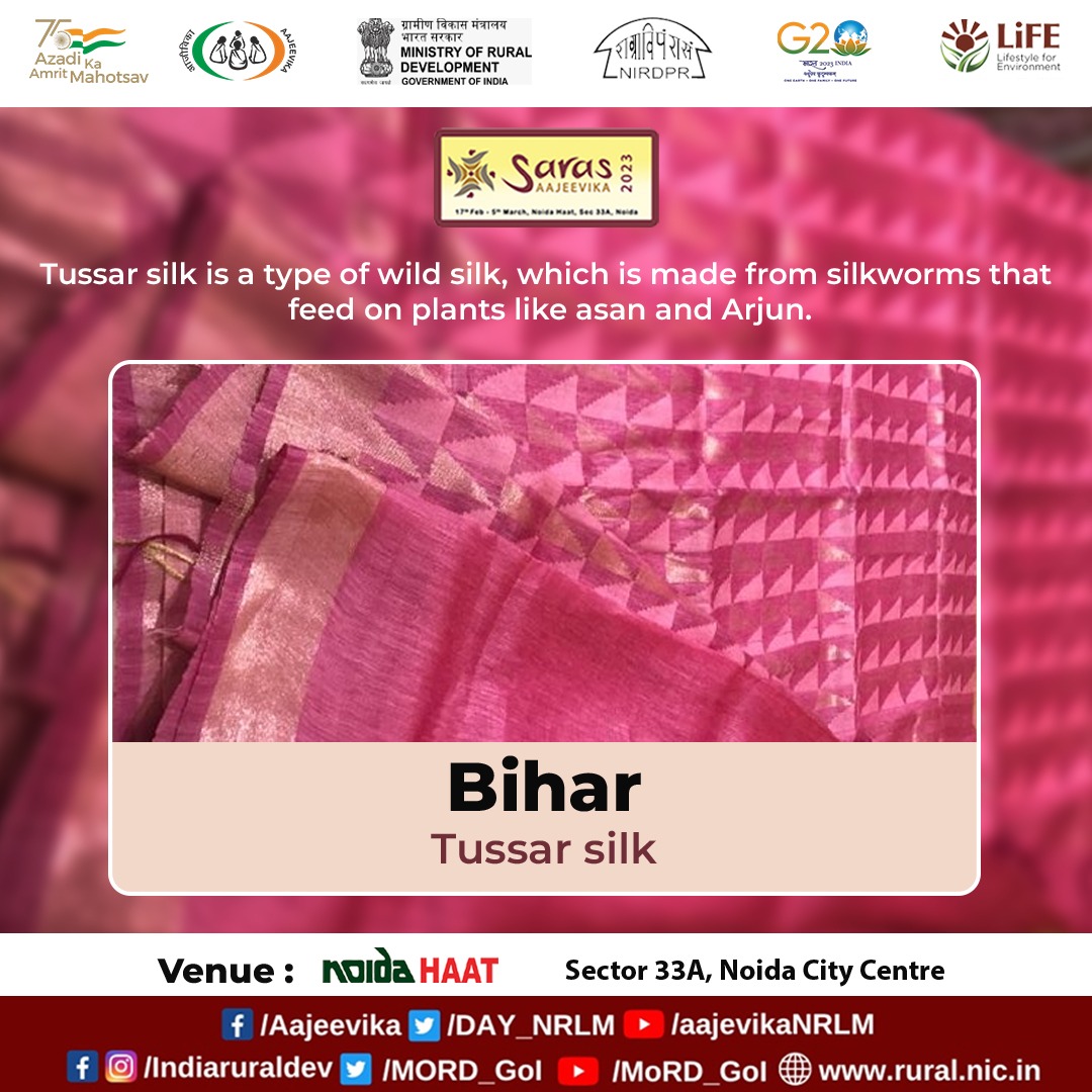 haat_noida's tweet photo. Bihar is a land rich in culture and tradition, and its handicrafts and handloom products are a reflection of that. You all have the opportunity to experience it all at saras aajeevika mela! #Bihar #biharhandmade #biharhandloom #sarasaajeevikamela2023 #SarasAajeevikaMela https://t.co/7snfvXr7jW