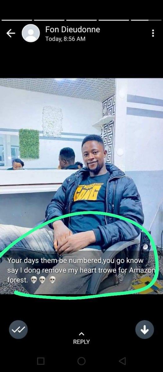 SheyEugeneBrown's tweet photo. @ICEgov a Cameroonian immigrant by name Dieudonne Fon Mbah has been threatening my life ever since he entered the US via Mexico. He says my days are numbered and I'm wanted dead or alive. He is a threat to US citizens and Cameroonians. I live in constant fear. I am Shey Eugene. https://t.co/80nQHGyI9z