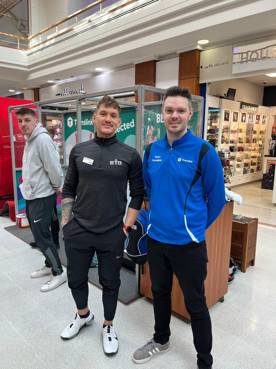 Translink_NI's tweet photo. Today Team Translink have joined up with Better Gym and Mash direct Belfast City Marathon at Forestside shopping centre for #BCMHealthmonth to encourage and inspire physical/mental health and well-being. Drop in and say hi 👋
@better_NI
@marathonbcm
🏃🎽🏃♀️ https://t.co/zm1fLZNSci