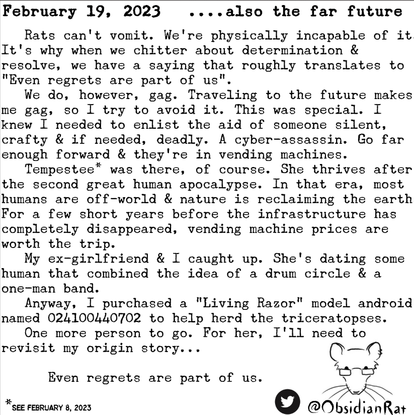ObsidianRat's tweet photo. #Characterblog #TalkingRat  #ObsidianRat #DailyAdventure #Adventure #Surreal #TimeTravel #VendingMachine #SeriouslyIsThereAHotlineICanCallIfICantStopUsingHashtags https://t.co/vzaUMTU0n8