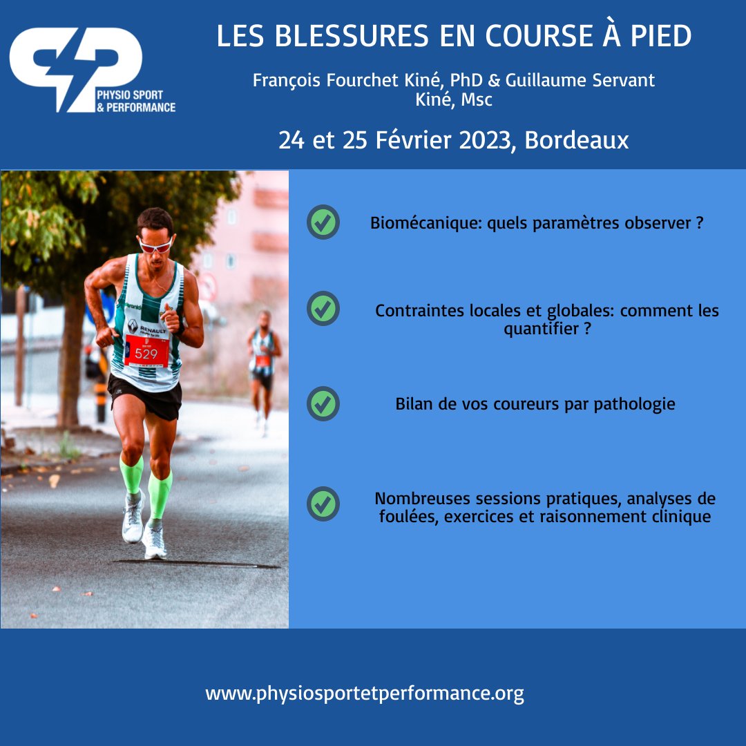 🚨FORMATION🚨 ⏱Encore quelques petites places à prendre pour les retardataires ;) 👨‍🏫 @FFrunsanteperf et @Servantphysio74 seront à #Bordeaux pour partager leur expérience du haut niveau en course à pied (équipes de France) et de la recherche ! 🤩 🔗physiosportetperformance.org/francois-fourc…