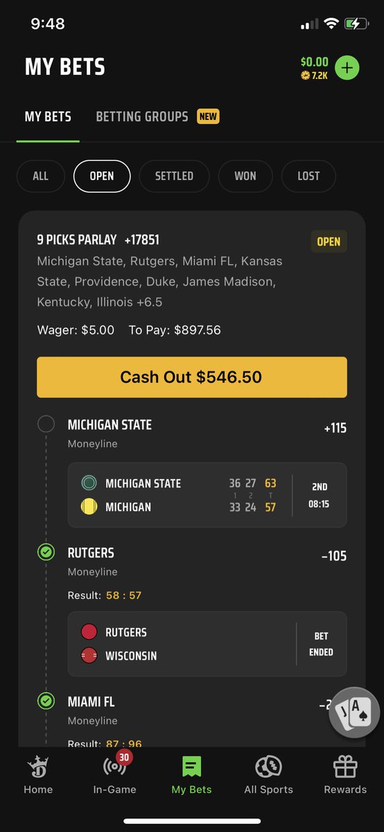 MrTullySays's tweet photo. Damn you MSU! #GamblingTwiitter #badbeat #shouldhavecashed https://t.co/FFDnkpp66x