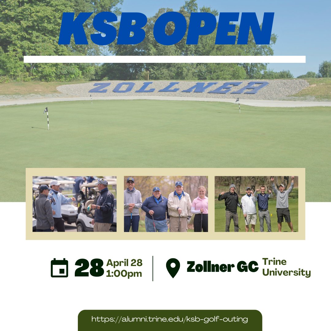 Looking to get back on the golf course this spring? Sign up for the KSB Open using the link below! ⛳️ alumni.trine.edu/ksb-golf-outing