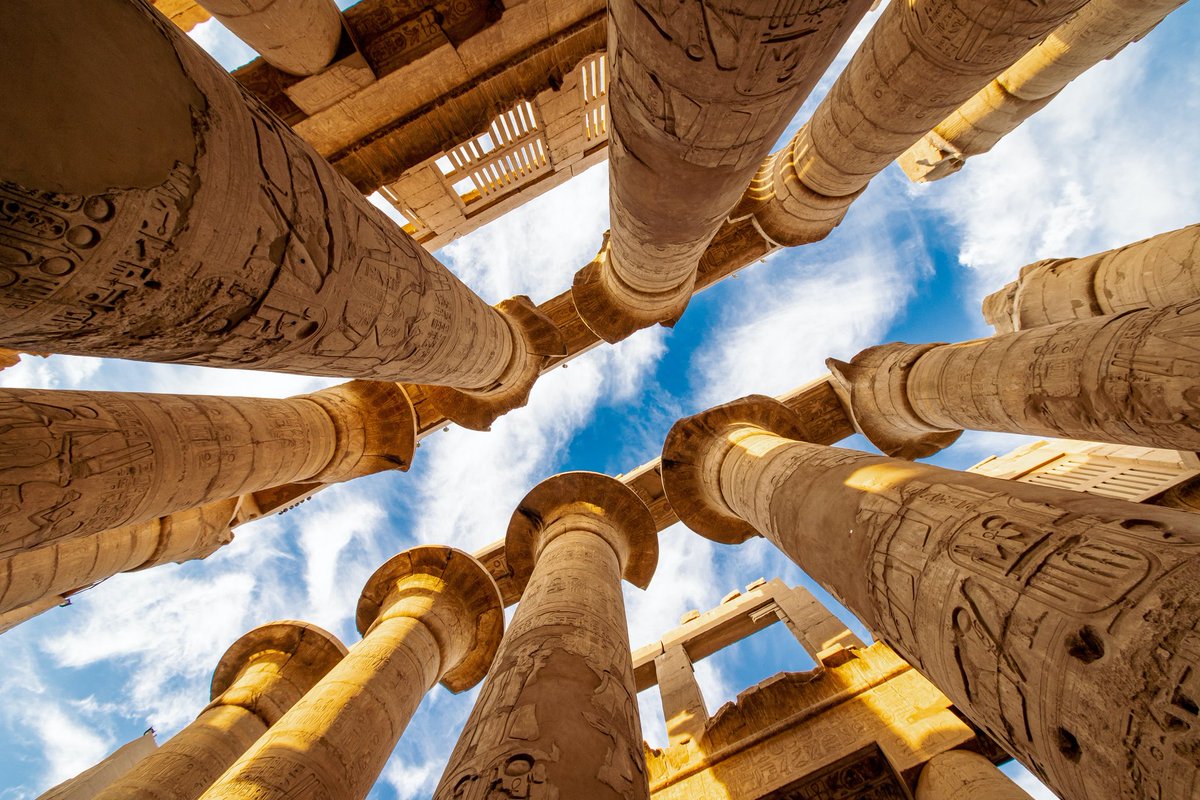 historytime4you's tweet photo. Karnak Hypostyle Hall Column and Clouds in the stunning #Luxer Temple of Thebes..
The Karnak Temple Complex, commonly known as Karnak, construction at the complex began during the reign of Senusret l ( reigned 1971 – 1926 BCE ).
#History #Egyptian https://t.co/udrX1xKjkn