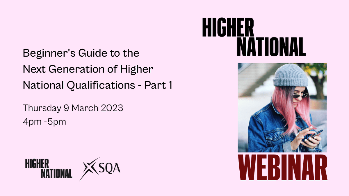 sqanews's tweet photo. Join our one-hour live and interactive webinar to find out more about the Next Generation of Higher National Qualifications.

Suitable for Scotland’s colleges, employers, training providers and universities new to NextGen: HN. Sign up now: https://t.co/tUrawOpKWW https://t.co/4McYLH6ZnN