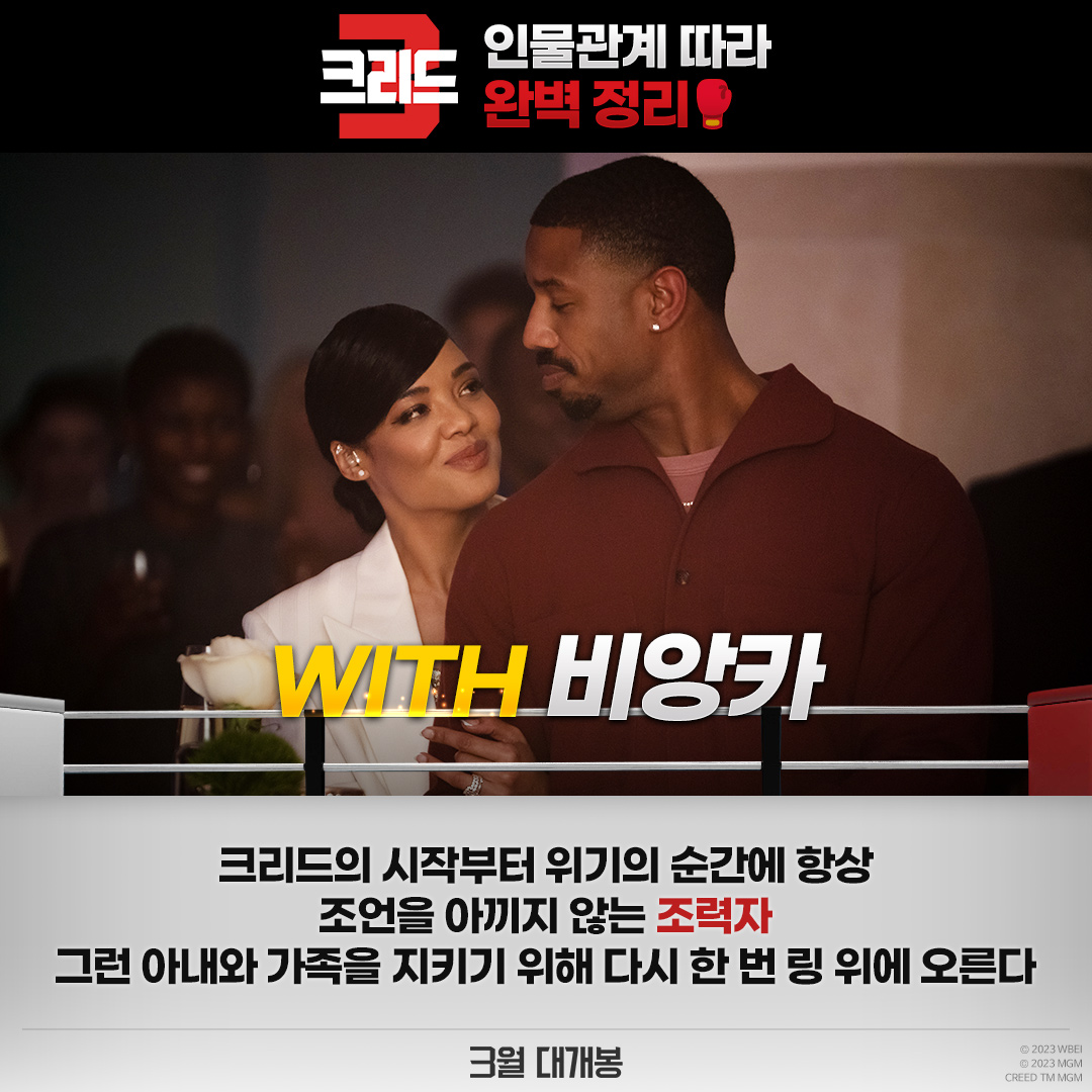 With 크리드? VS 크리드? 인물 관계로 <크리드> 시리즈 완벽 정리📝 #크리드3 #CREED3 #3월대개봉 #마이클B조던 #테사톰슨 #조나단메이저스ترجمة المنش...