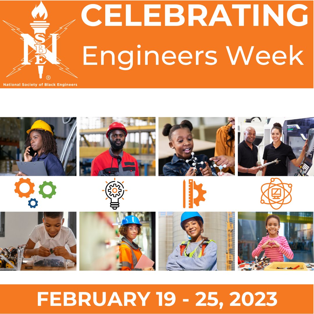 Happy Engineers Week! We'll be celebrating all week –  stay tuned to our socials to hear some amazing STEM stories told by our very own NSBE members &amp; learn interesting statistics about the field.