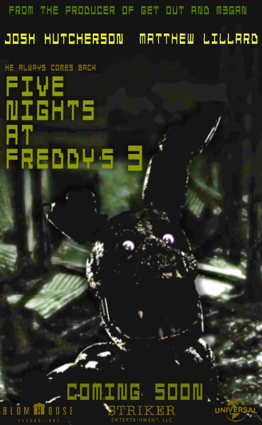 FNAF Movie Updates on Twitter "RT JMV044 Made fnaf 3 movie poster