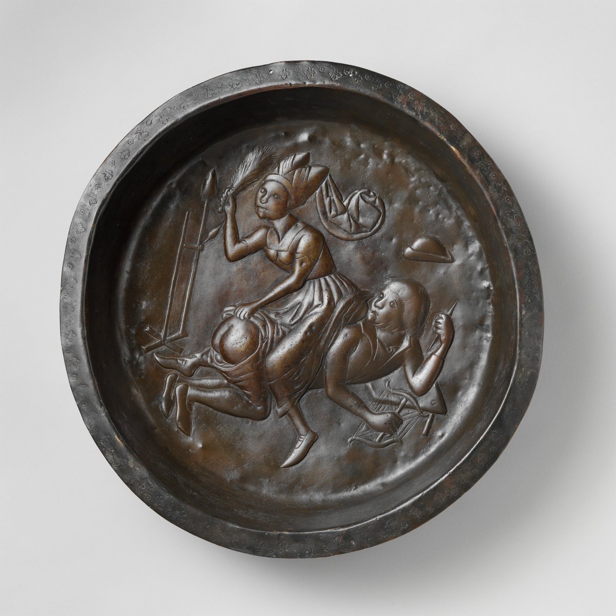 Weird Medieval Guys On Twitter A Metal Plate Showing A Wife Spanking