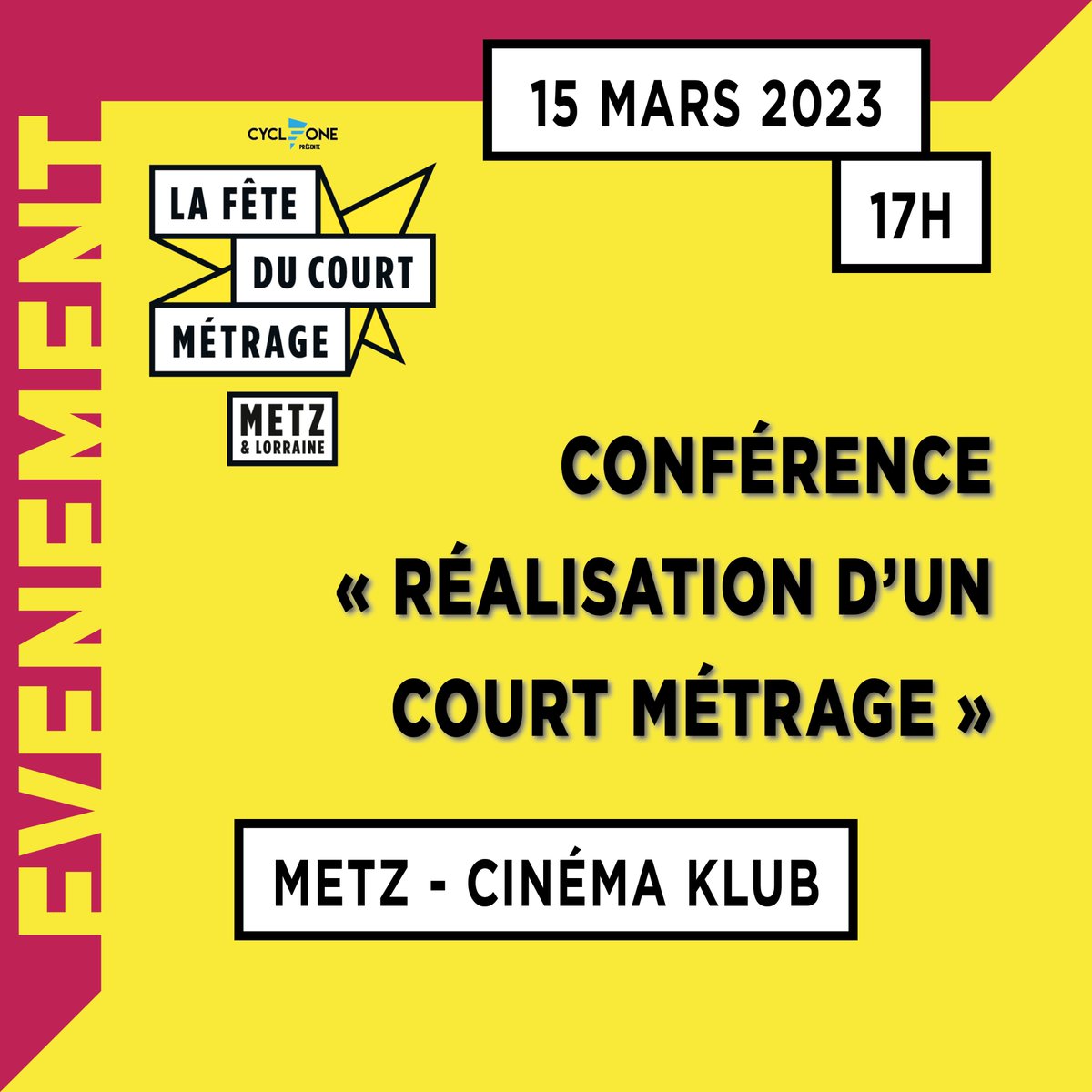 feteducourtmetz's tweet photo. Partenaire de l’événement : @inspire_metz #imageest
.
La Fête du court métrage - Partout à Metz et en Lorraine 🎥 festival du 15 au 21 mars. https://t.co/uk6XJqjFxZ