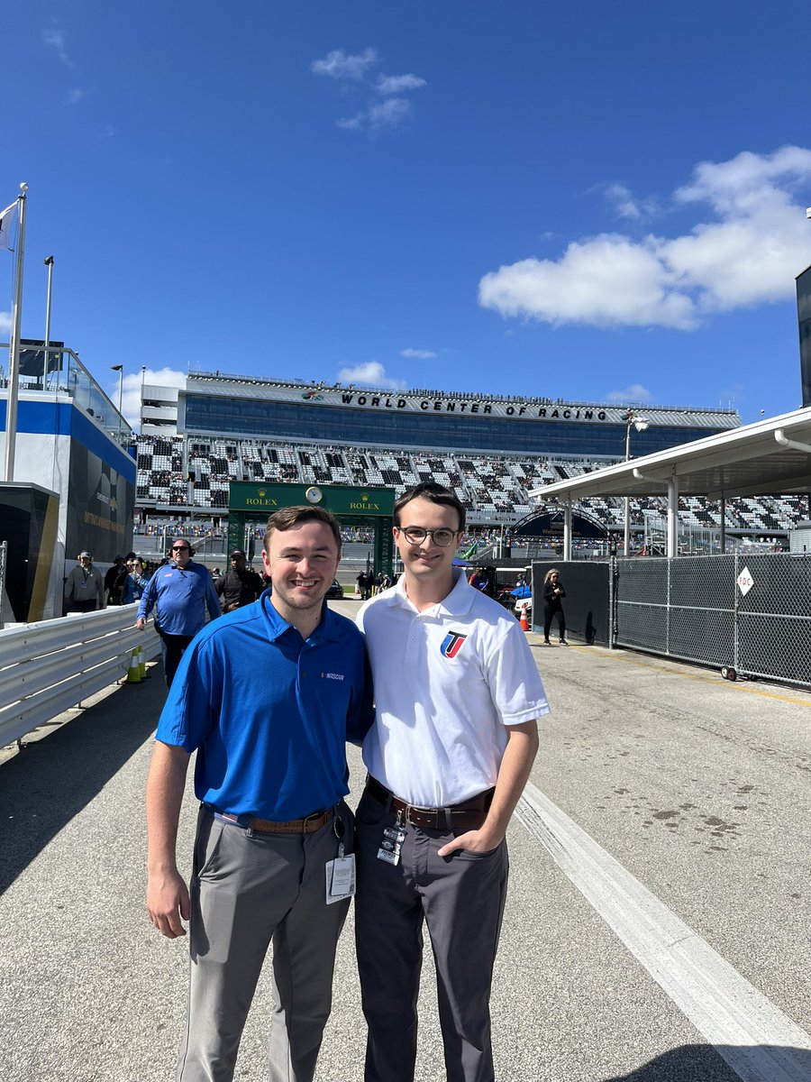 We are everywhere!
<a href="/Sflann34/">Sean P. Flannery</a> (<a href="/NUSM460/">Neumann SM 460</a> ‘22) &amp; <a href="/MattDopp/">Matt Dopp</a> (<a href="/NUSM460/">Neumann SM 460</a> ‘21) working at the Daytona 500 today. 
Sean is currently an Account Exec w <a href="/nascar/">NASCAR</a> and Matt is an Account Mgr, Business Alliances with <a href="/UTITweet/">Universal Technical Institute</a> 
.
#sportsbiz at <a href="/NeumannUniv/">Neumann University</a>
#nascar #DAYTONA500