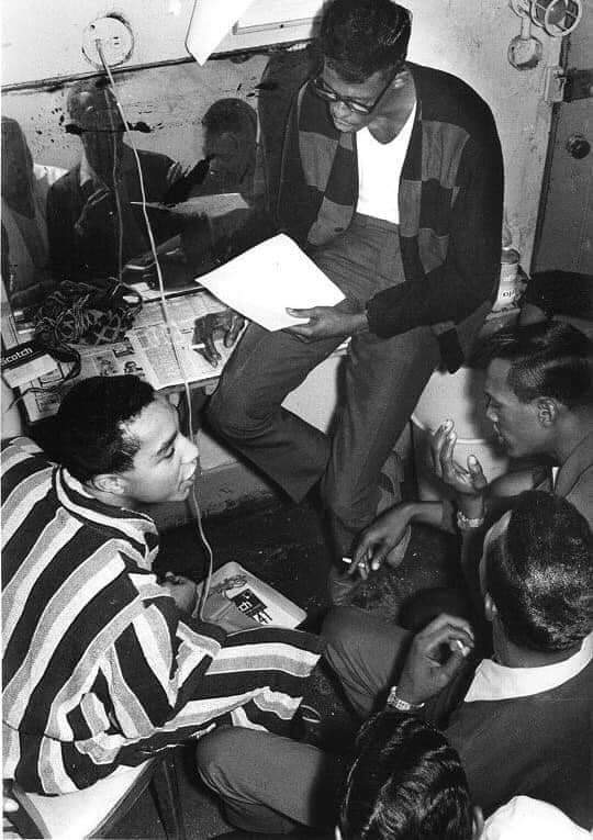 Happy Birthday Smokey Robinson, here backstage at the Apollo Theater with the Temptations. 