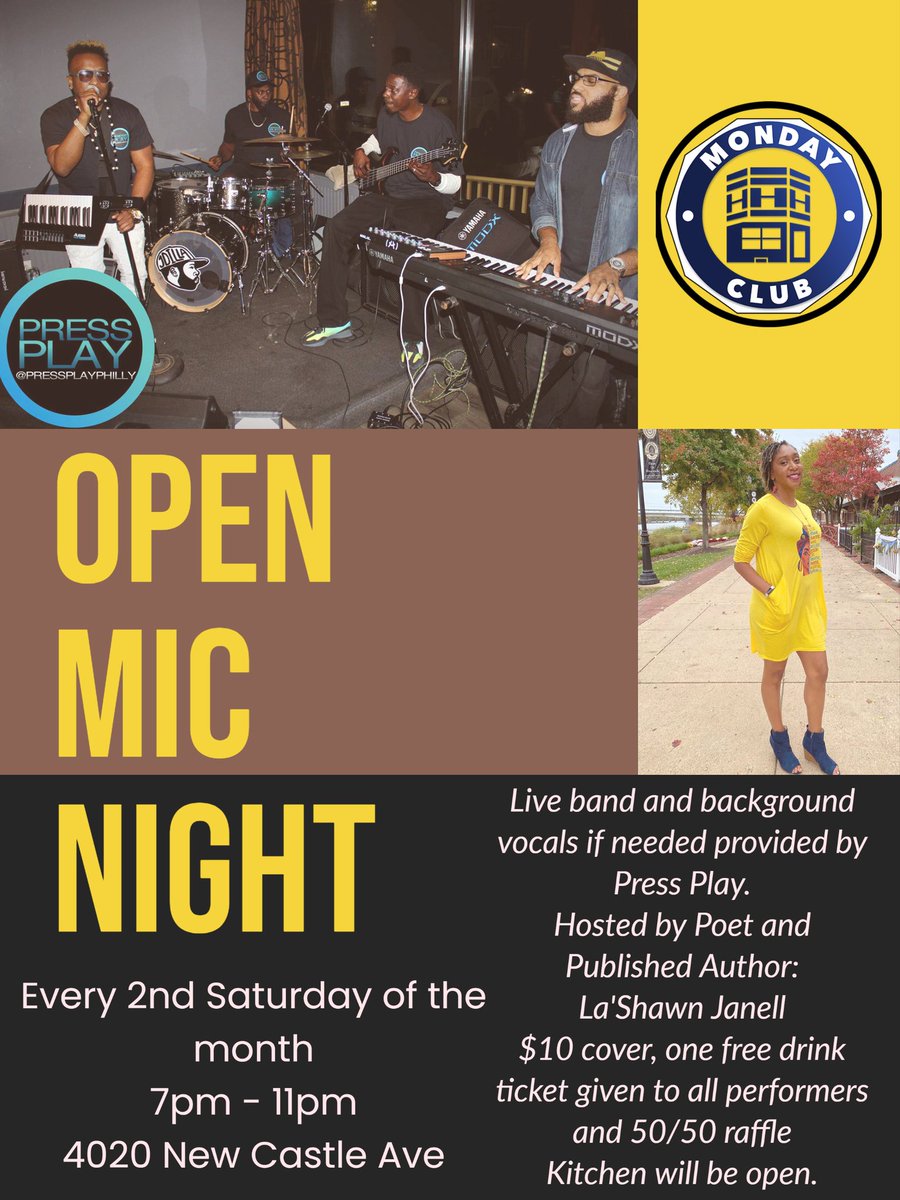 EricaWinward's tweet photo. Open Mic Night starts Saturday March 11th, mark your calendars!! #liveband #openmic #poetry #livebandkaraoke #singyourheartout #vibes #poetrycommunity https://t.co/l6pWrRePqh