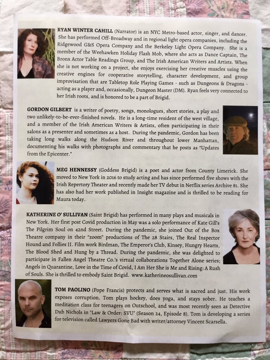 @CualaFoundation Congratulations to our friends Maura Mulligan, her BRIGID cast &  @CualaFoundation’s Susan McKeown on last night’s immersive play-reading and reflections on modern day #Brigid connections. @MeggHennessy 
#BeMoreBrigid
