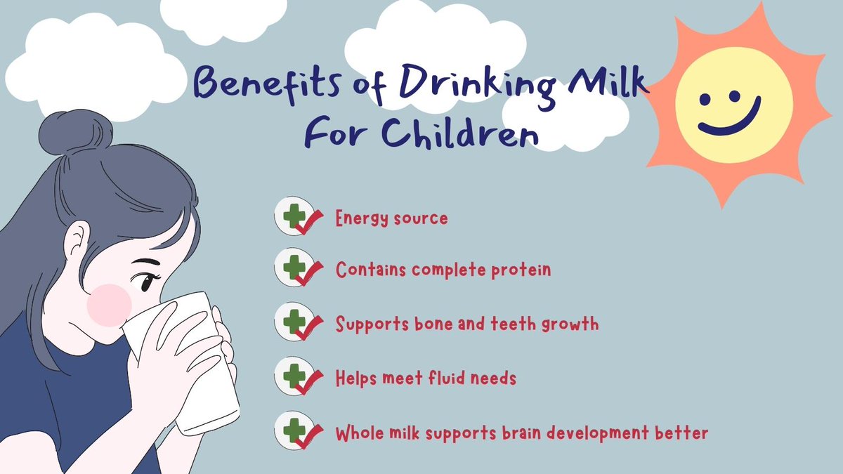🍼 Drinking milk is one of the best forms of nutrition for children! It is a great source of calcium and protein which supports strong bones and teeth 🦴and contains other important vitamins and minerals which help to build immunity 🤒

#MilkBenefits #HealthyGrowth #DrinkMilk