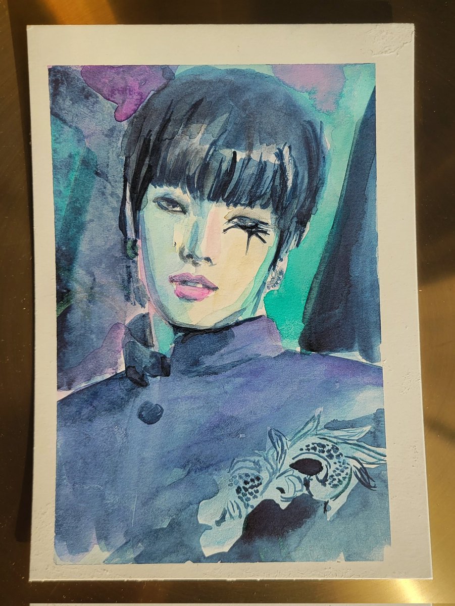 Seoho | 3 of 5, watercolor on illustration board, 4 1/2' x 6 1/4'

This one sparked a conversation about makeup, so that was kinda cool

#oneus #원어스 #SEOHO #서호 #watercolor #watercolorportrait #kpop #kpopfanart #danielsmith #winsornewton