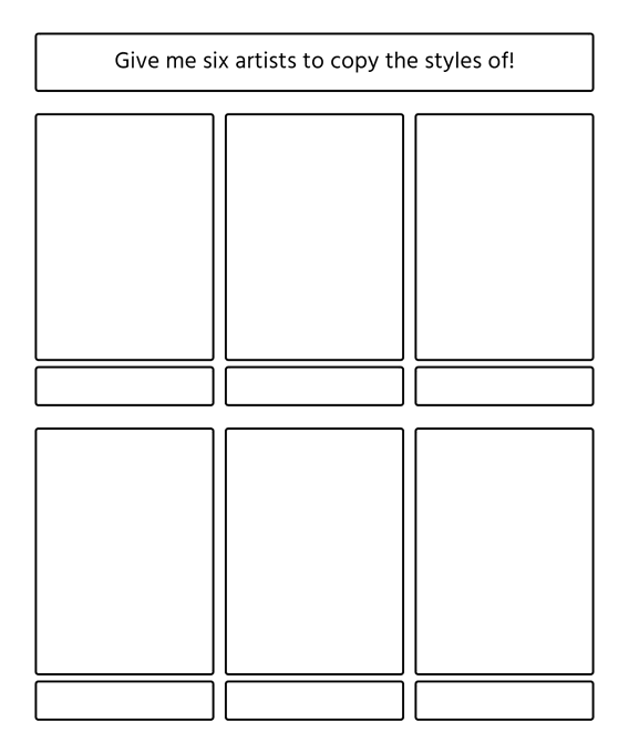 I want to try drawing my ocs in other artists styles! 

Any artist works, as long as they're someone other than you 😈 
Just please don't @ them directly if they're here on twitter 💦

I'll try to get these done one a day but since I'm taking care of comms too it might take a bit 