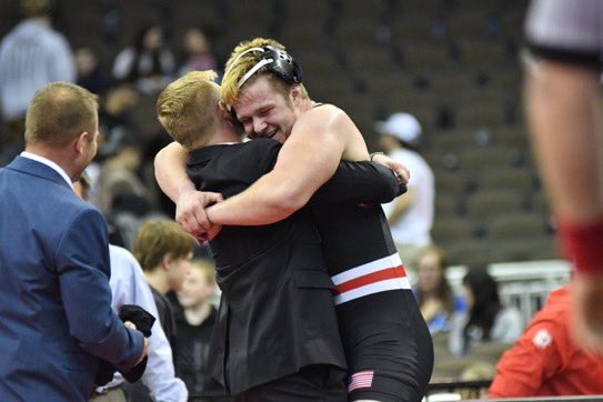 These are the moments we do it for. Might be a state championship, a kids first varsity win or just winning a match. The smile and joy of the wrestlers is why we do it. So proud of <a href="/jackallen50/">Jack Allen</a> and all of our <a href="/Aurora_Wrestle/">Aurora Boys Wrestling</a> for the dedication they put into this great sport.