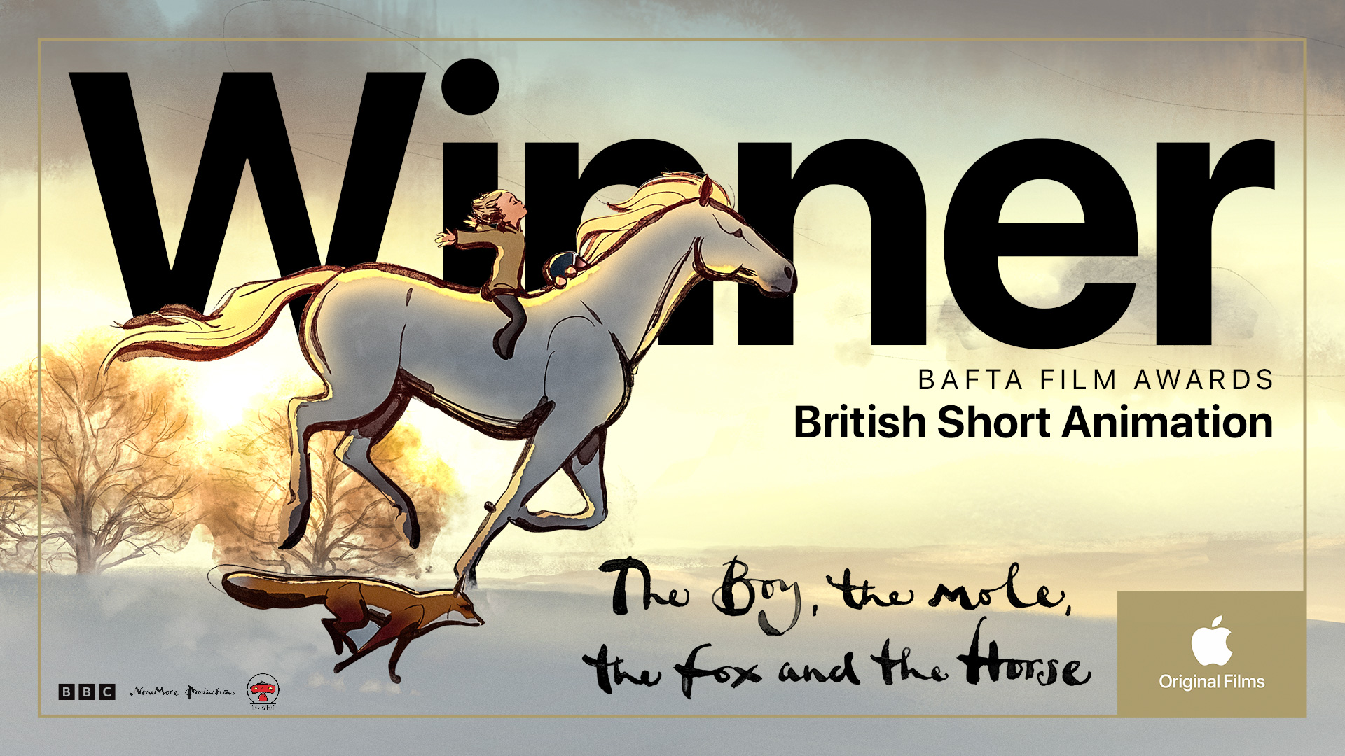 Apple Original Films on X: Congratulations to @peterbaynton,  @charliemackesy, Cara Speller, and Hannah Minghella on their #BAFTAs win  for British Short Animation for The Boy, the Mole, the Fox and the Horse.