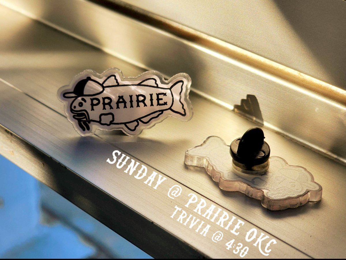 Gorgeous day to relax at Prairie OKC with some cold beers and hot people. 😘

Also, we just got these new catfish pins in on Friday -- come snag one (taproom ~exclusive~).

We've got trivia at 4:30, and beer always. Come chill!
