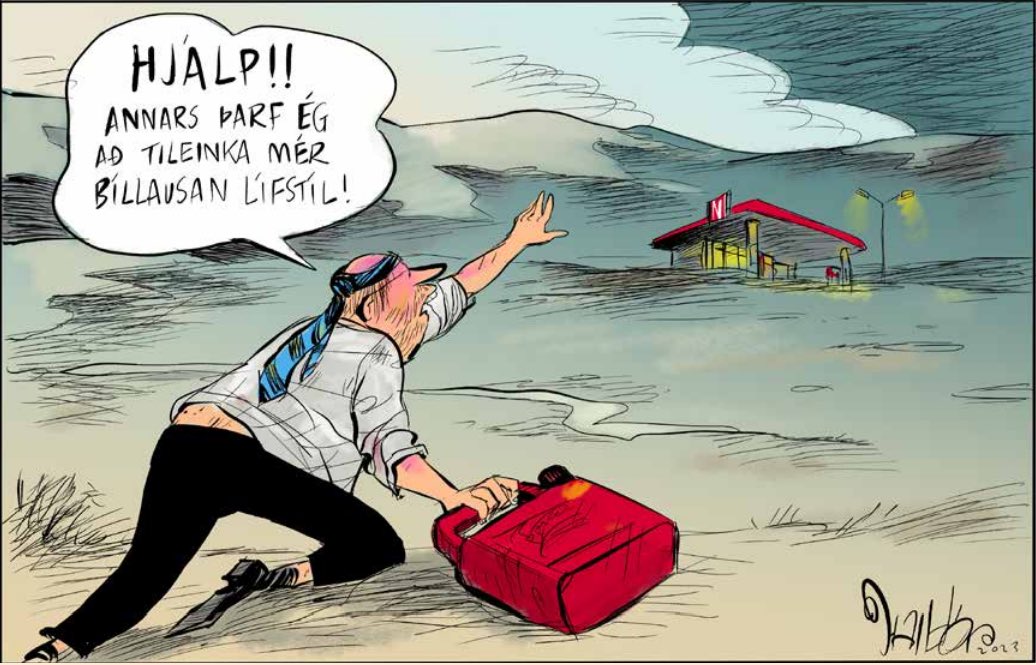 Fomarsson's tweet photo. Martröð meðaljónsins vegna verkfalla olíubílstjóra 😆 👉 Halldór Baldursson https://t.co/vb1apTnvNY