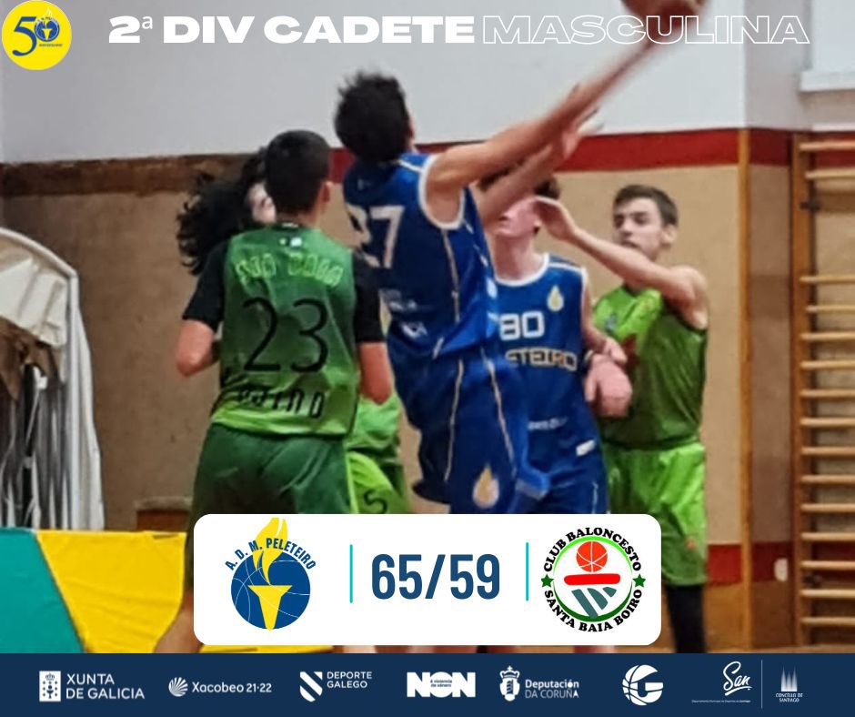 Fin de semana de Entroido pero tivemos tamén algúns encontros, ahí van os resultados:

🏀 Junior Feminino:

Peleteiro 5️⃣4️⃣
<a href="/baloncestoxinzo/">A.B.Xinzo</a> 3⃣5️⃣

- - - - - -
🏀 Cadete Masculino:

Peleteiro B 6️⃣5️⃣
<a href="/cbstabaia/">CB.Santa Baia - Boiro</a> 5️⃣9️⃣