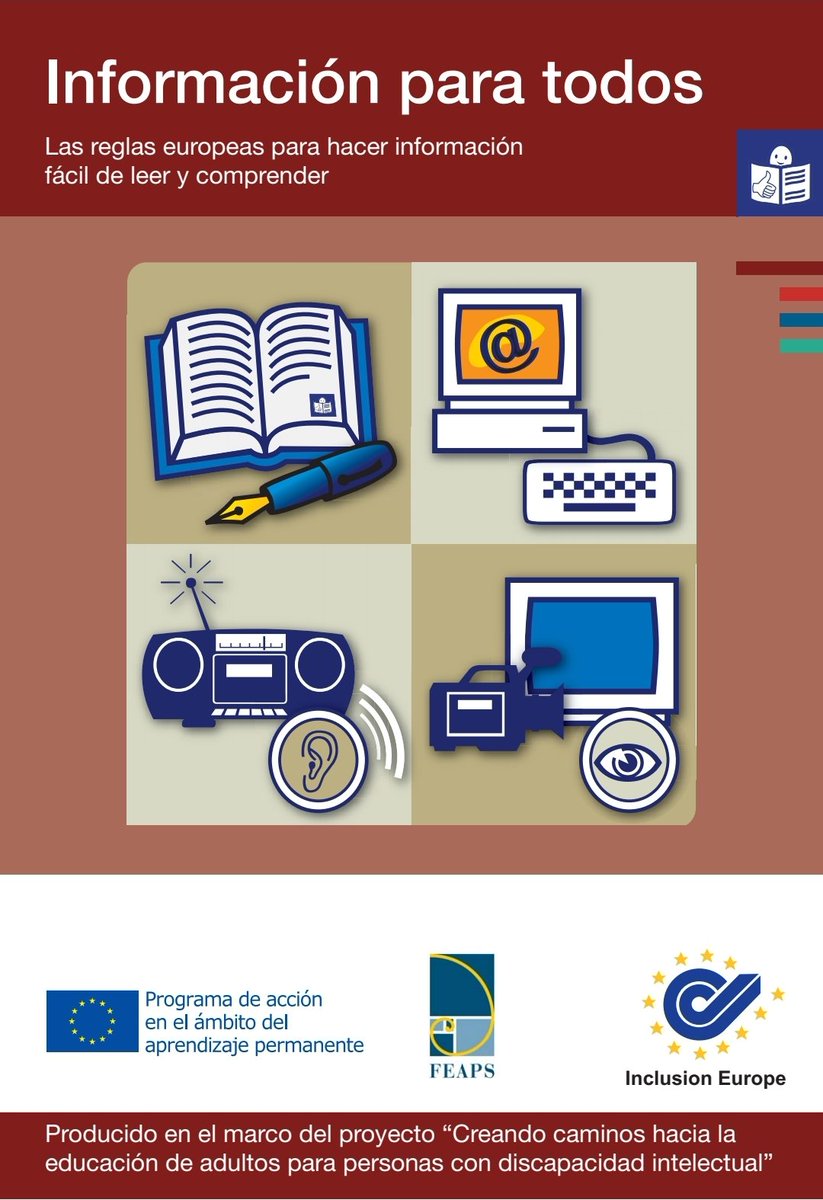 Mariaglezben's tweet image. Información para todos🙎‍♂️👦🤷‍♀️
Tus recursos son #accesibles  #inclusivos❔️

◼️◾️▪️ Las reglas europeas 🇪🇺 para hacer la información FÁCIL DE LEER Y COMPRENDER 
En:
▫️Info escrita
▫️Recursos digitales
▫️Vídeos y audios
🔗plenainclusion.org/wp-content/upl…
@InclusionEurope
@Plenainclusion