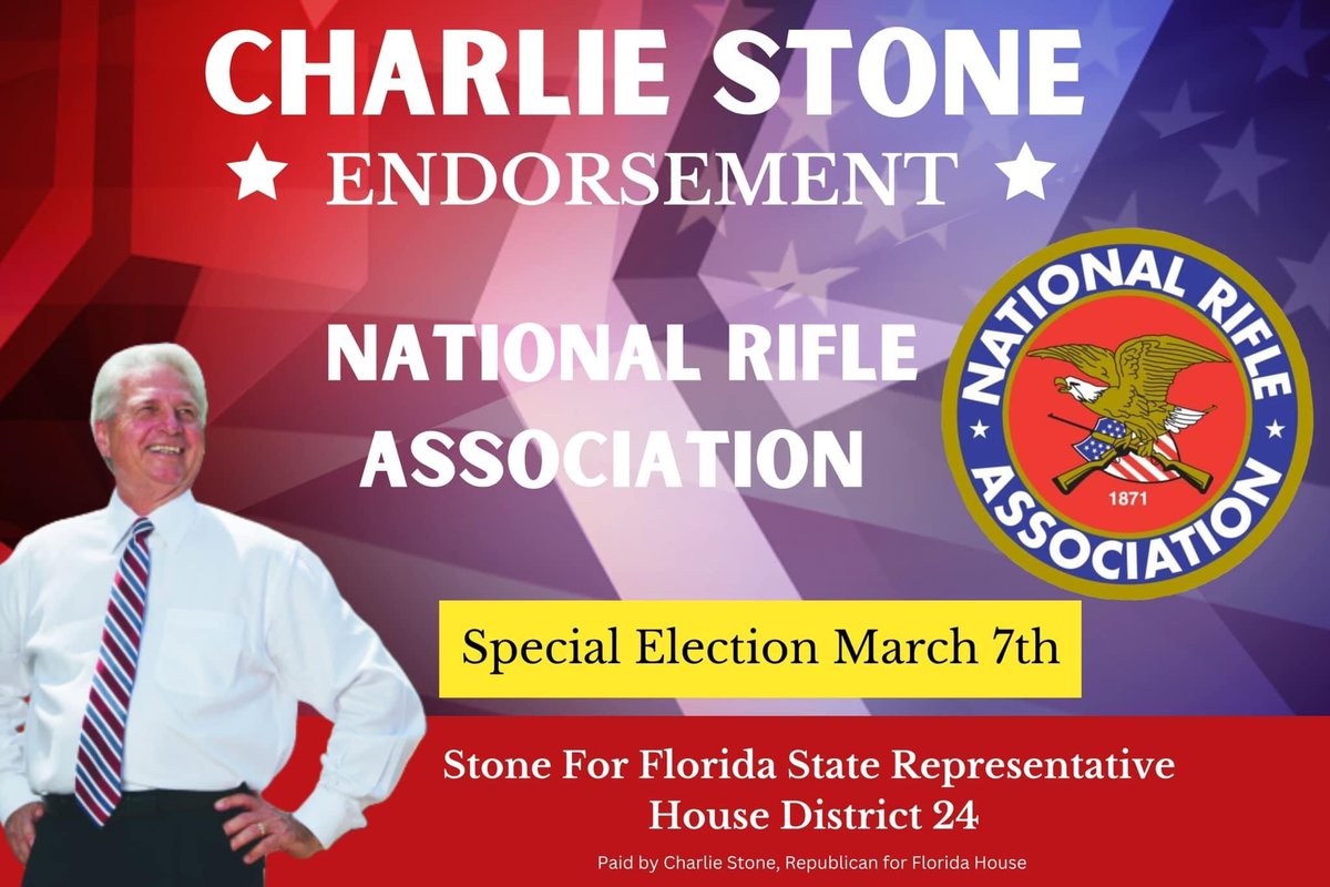 Michellehstone's tweet photo. “There is only ONE REPUBLICAN I trust to stand by our Second Amendment rights as our State Representative, and that is CHARLIE STONE.” - George Albright, Marion Co. Tax Collector

“When our gun rights were being eroded, Charlie Stone was one of the few who stood for A2” https://t.co/aC2r9cZ0YN