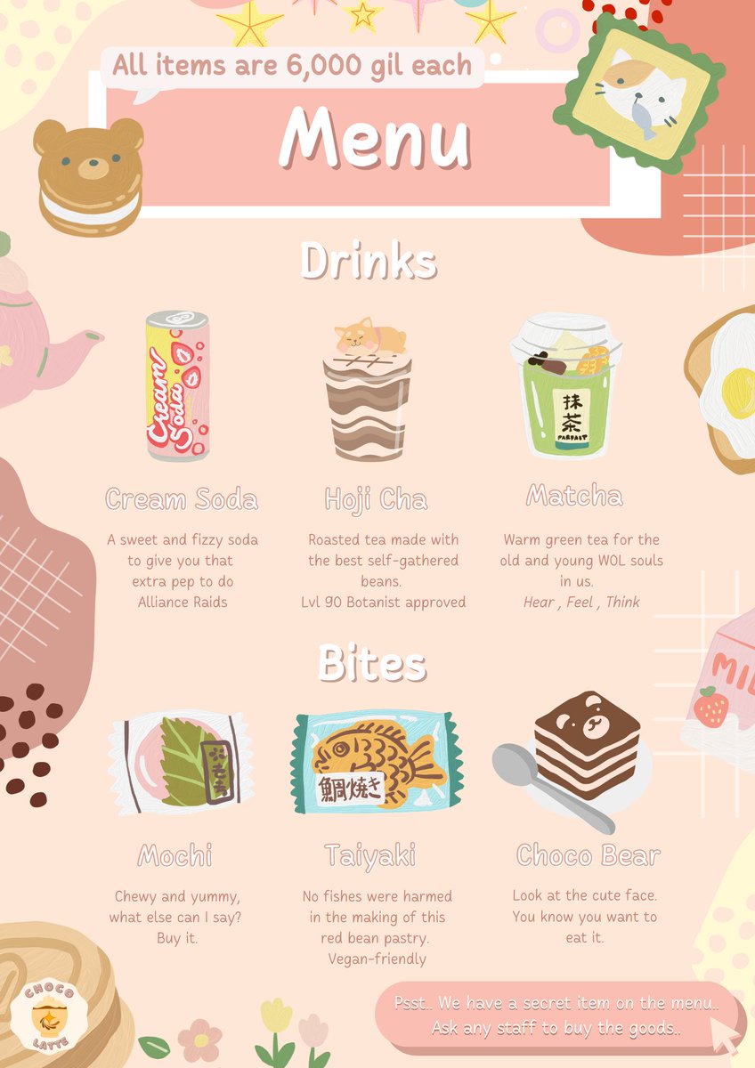New cafe menu!