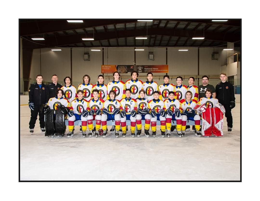 Four years ago I was coaching my son @Maxjoy8 at the Canada Winter Games, now he is here coaching his brother with me at #CWG2023. Team mates for life! #nunavut #hockey