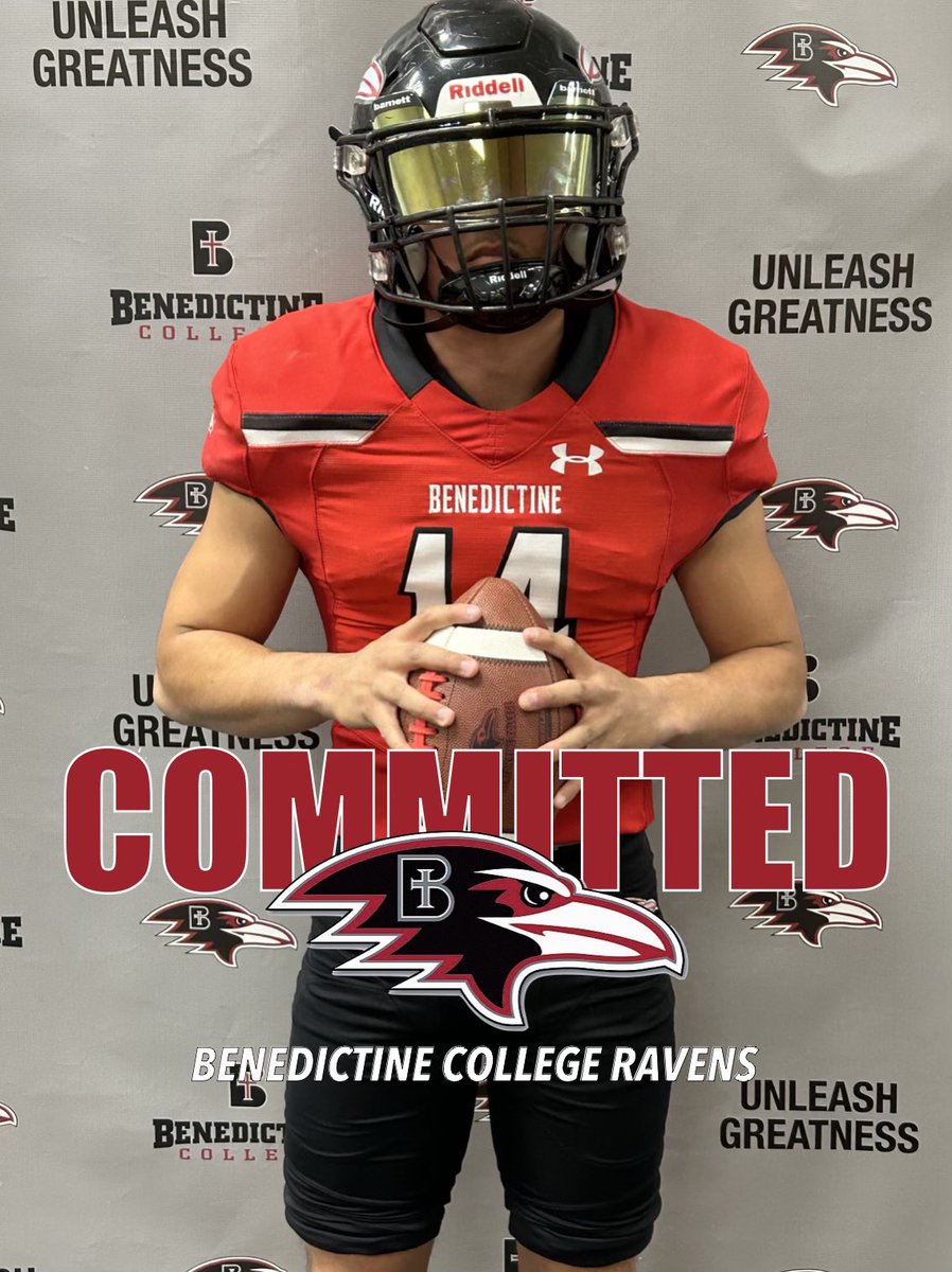 After a great visit and conversation with my family and <a href="/coach_hauser/">Aaron Hauser</a> I am honored to say I’m 100% COMMITED to <a href="/RavenFootballBC/">Benedictine Football</a> <a href="/JoelOsborn_BC/">Joel Osborn</a> <a href="/SanSpotlight/">San Diego Spotlight</a> <a href="/sdvarsitysports/">San Diego Varsity Sports</a> <a href="/760Academy/">760 Sports Academy/Anthony Hellum Sr</a>