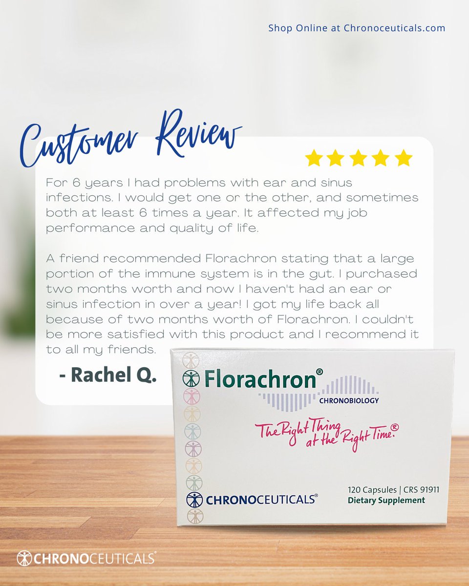 It’s a fact, our #guthealth impacts a variety of symptoms. #Florachron® was designed to promote healthy intestinal flora to help strengthen the body’s #immunesystem and balance gut health through a symbiotic formula of prebiotics and probiotics.

chronoceuticals.com/shop/florachro…