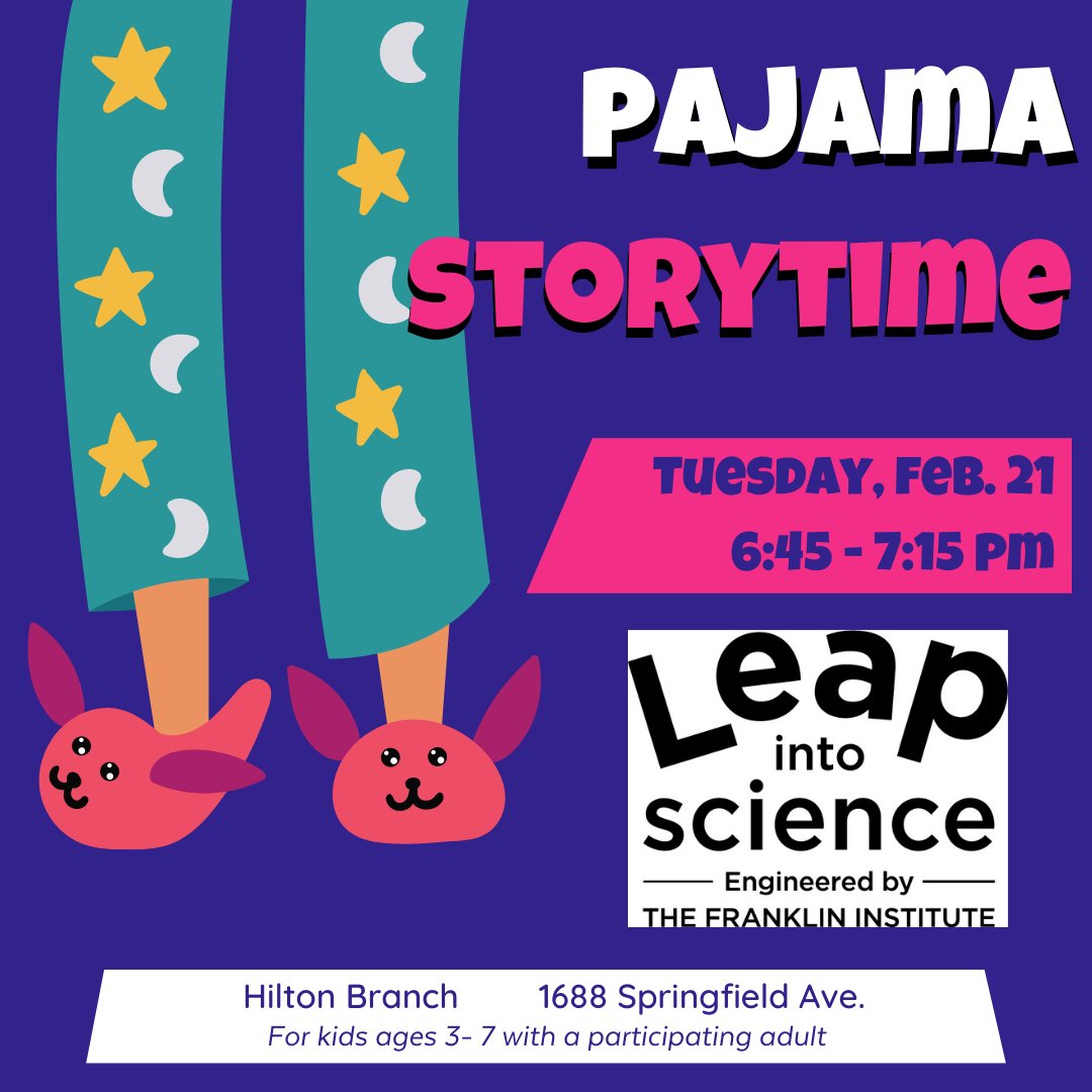 maplwdlibrary's tweet image. Celebrate National Leap into Science Week with us at Pajama Storytime 2/21 @ 6:45 PM &amp;amp; an afterschool program 2/23 @ 4:30 PM!

We are excited to support science and literacy through our work with #LeapintoScience and The Franklin Institute. Learn more: bit.ly/leapscience