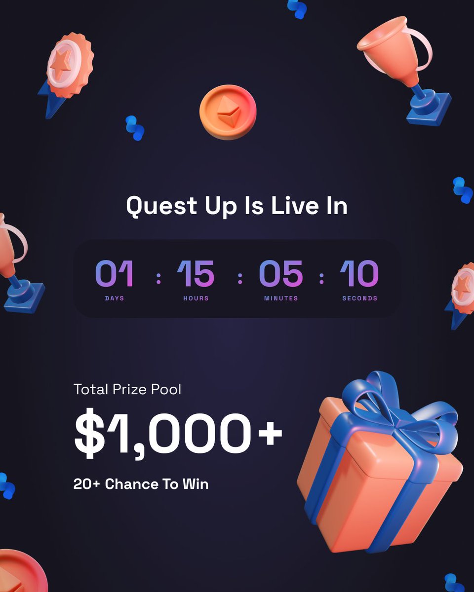 🚨Counting Down till... LAUNCH 🚀

✨ Don't miss out on our First Campaign, in collab w/ multiple web3 projects 💜

💸 $1,000+ PRIZE POOL💸

Details 👉 zerodrop.io/quest-up-campa…

#NFT #Giveaway #Web3 #Web3Games #NFTCommmunity