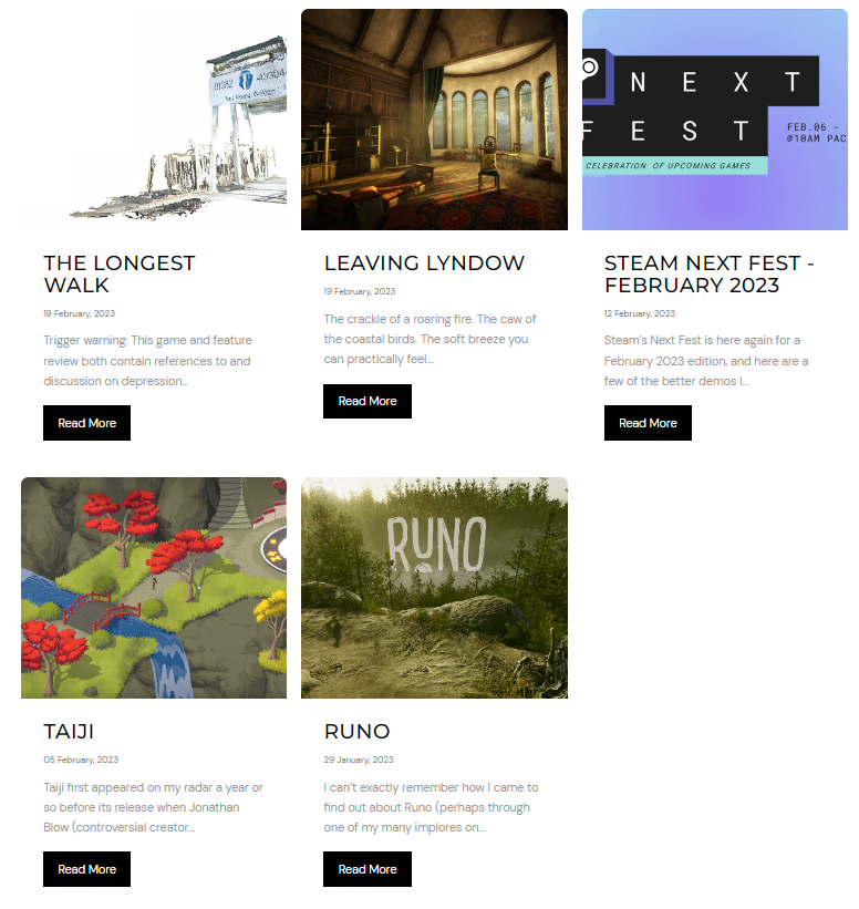 SwitchOffGame's tweet photo. Kicking off the brand new website with 5 featured articles. 

Expect (both new, &amp; retrospects on lesser-known old) relaxing, immersive game spotlights every week! https://t.co/RQ9aZbkMdt